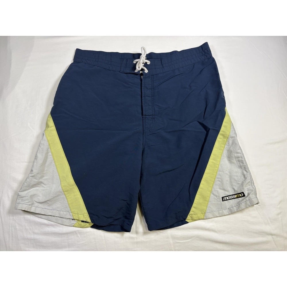 Vintage 90s Mossimo Board Shorts Made In USA Size 38 Colorblock Navy Surf Skate